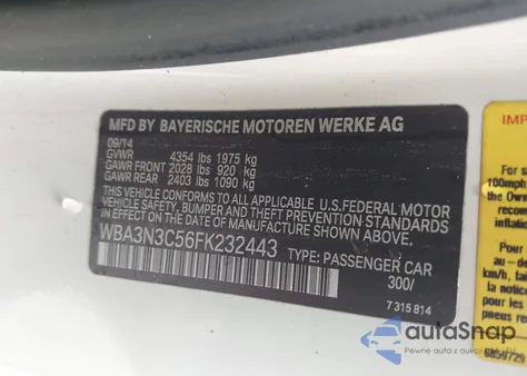 2015 BMW 428I z USA, uszkodzony, nr VIN WBA3N3C56FK232443